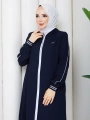 Biyeli Ribana Detaylı Ferace - Lacivert / F0128