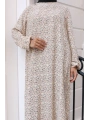 Çiçek Desenli  Viskon Elbise - Bej / E0128