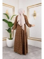 Çıtır Desen Viskon Elbise - Kahverengi / E0127