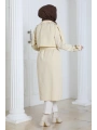 Kadın Trençkot Kuşaklı / M0109 - Krem