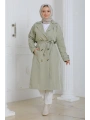 Kadın Trençkot Kuşaklı / M0109 - yeşil
