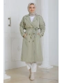 Kadın Trençkot Kuşaklı / M0109 - yeşil
