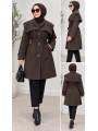 Kuşaklı Düğmeli Mevsimlik Trençkot - Acı Kahve / M0118