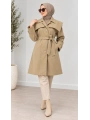 Kuşaklı Düğmeli Mevsimlik Trençkot - Camel / M0118
