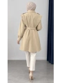 Kuşaklı Fermuarlı Mevsimlik Trençkot - Bej / M0116