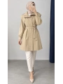 Kuşaklı Fermuarlı Mevsimlik Trençkot - Bej / M0116