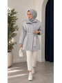 Kuşaklı Fermuarlı Mevsimlik Trençkot - Gri / M0116