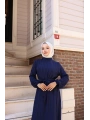 Lara Kumaş Bağlamalı Elbise - Lacivert / E0124