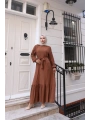 Lara Kumaş Bağlamalı Elbise - Taba / E0124