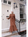 Lara Kumaş Bağlamalı Elbise - Taba / E0124