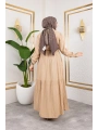 Lara Kumaş Yarım Düğmeli Kadın Elbise - Bej / E0121