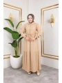 Lara Kumaş Yarım Düğmeli Kadın Elbise - Bej / E0121