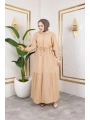 Lara Kumaş Yarım Düğmeli Kadın Elbise - Bej / E0121