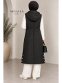 Mevsimlik Kapüşonlu Yelek - Siyah / M117