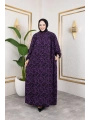 Robalı Desenli Viskon Elbise - Mor / E0126