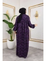 Robalı Desenli Viskon Elbise - Mor / E0126