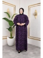 Robalı Desenli Viskon Elbise - Mor / E0126