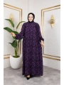 Robalı Desenli Viskon Elbise - Mor / E0126