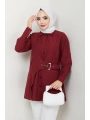 Tokalı Tasarım Gömlek - Bordo / Ü0101