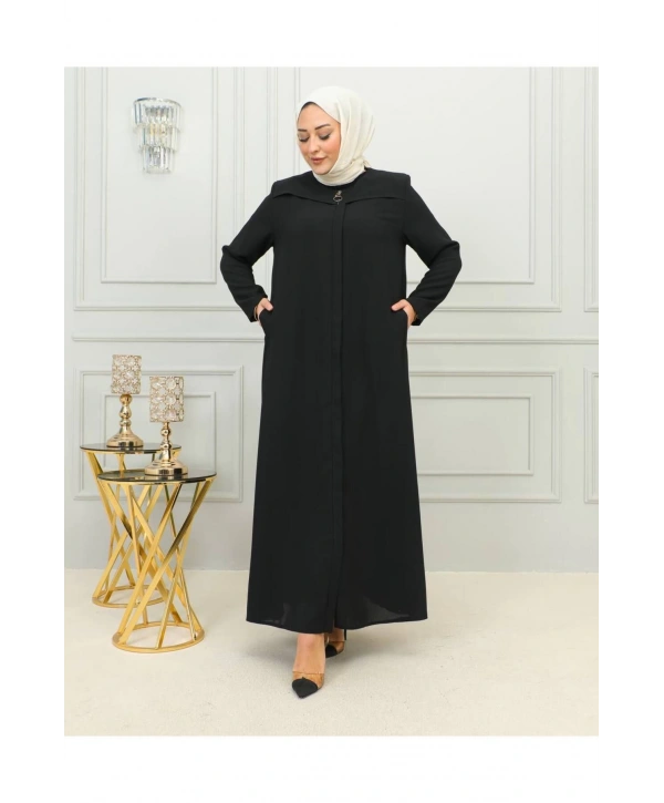 Büyük Beden Tesettür Ferace -Siyah