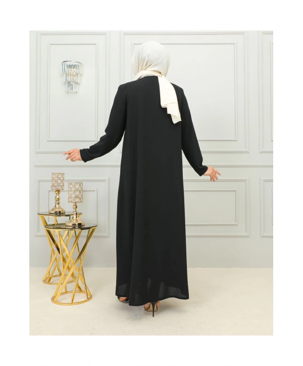 Büyük Beden Tesettür Ferace -Siyah