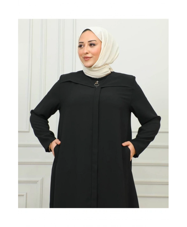 Büyük Beden Tesettür Ferace -Siyah