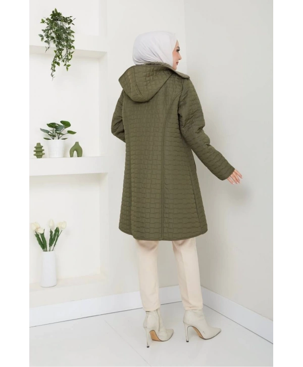 İçi Kürklü Kapüşonlu Mont / Haki - M0103