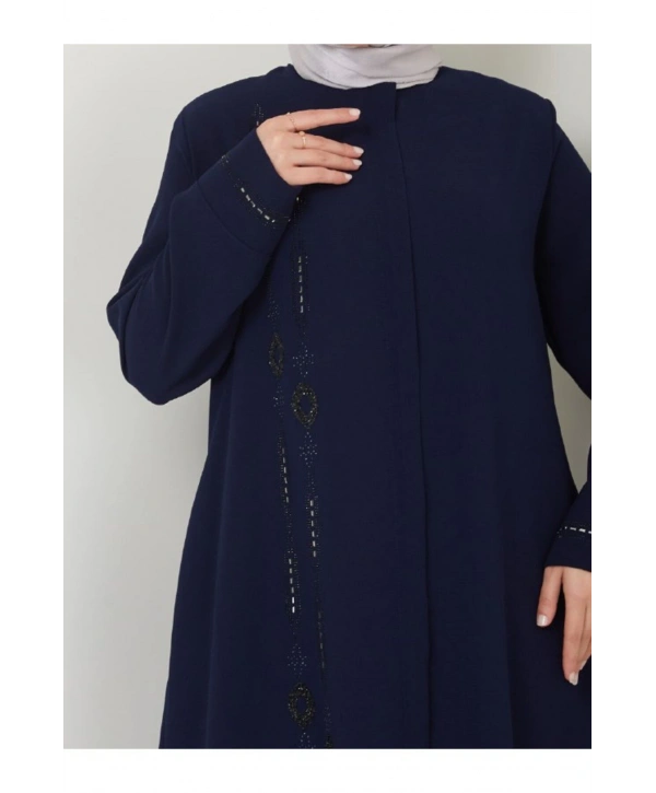 Taş Detaylı Büyük Beden Ferace