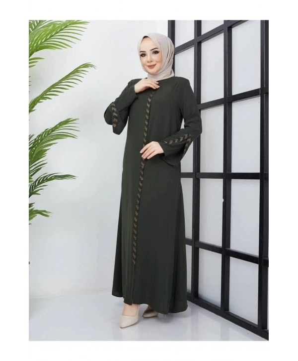 Büyük Beden Taş Detaylı Ferace