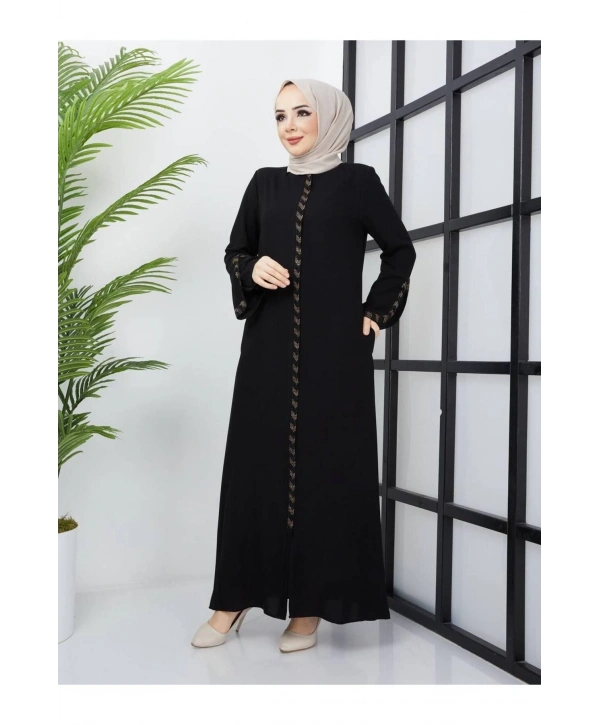 Büyük Beden Taş Detaylı Ferace