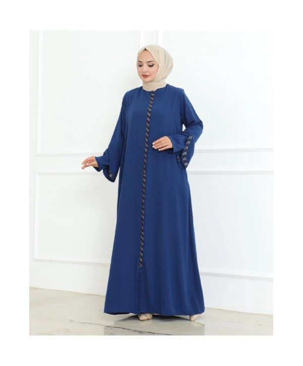 Büyük Beden Taş Detaylı Ferace