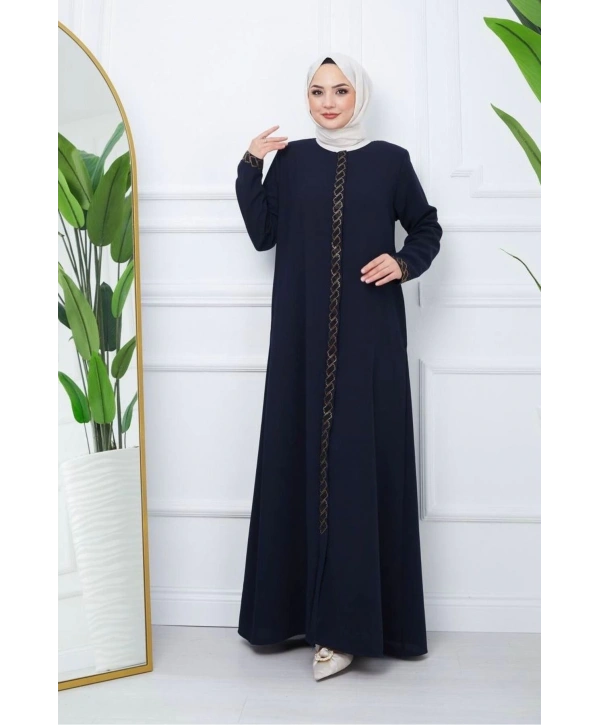 Taş Detaylı Büyük Beden Ferace