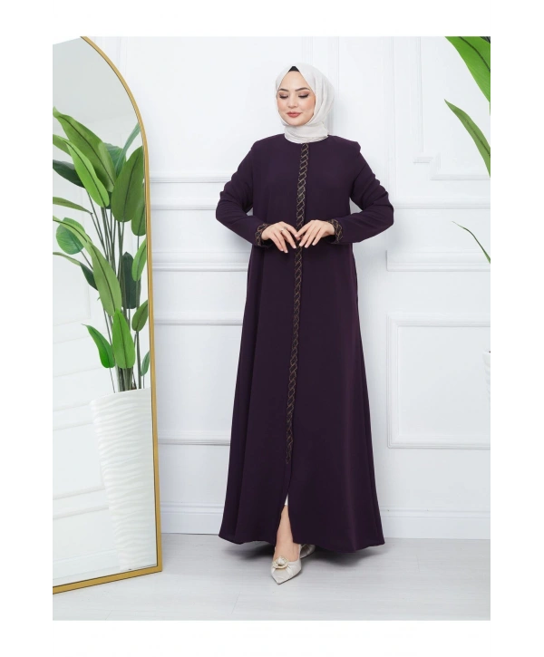 Taş Detaylı Büyük Beden Ferace