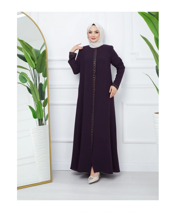 Taş Detaylı Büyük Beden Ferace