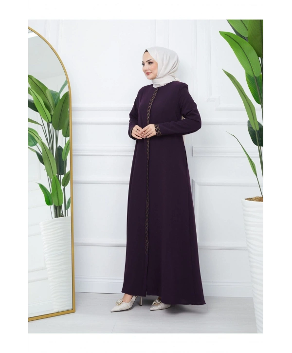 Taş Detaylı Büyük Beden Ferace