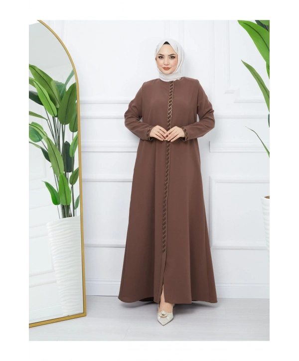 Taş Detaylı Büyük Beden Ferace