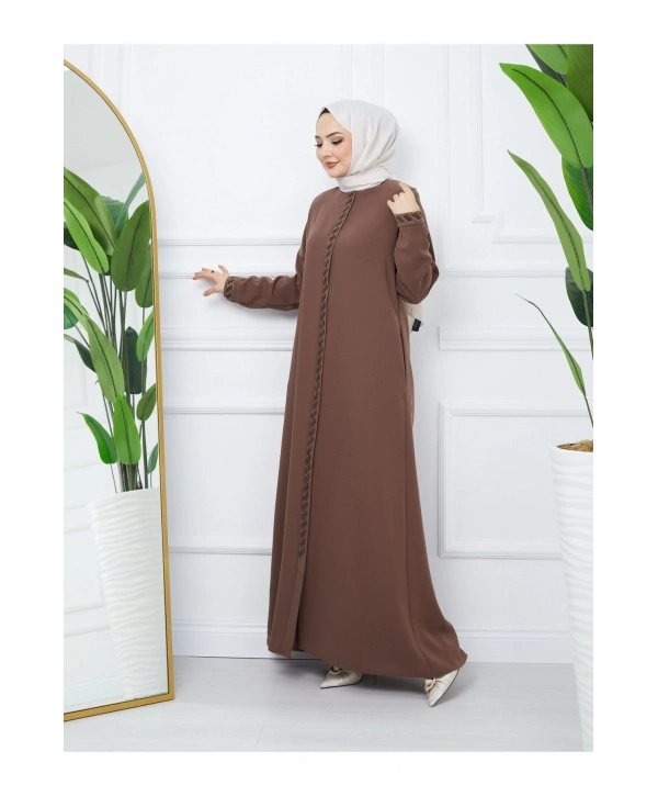 Taş Detaylı Büyük Beden Ferace