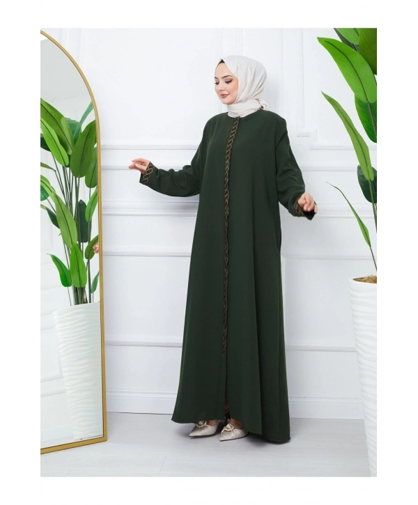 Taş Detaylı Büyük Beden Ferace