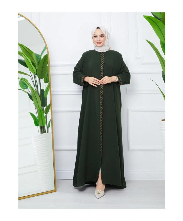 Taş Detaylı Büyük Beden Ferace