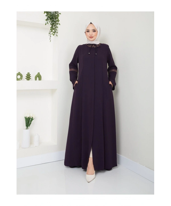 Nakış İşlemeli Büyük Beden Ferace