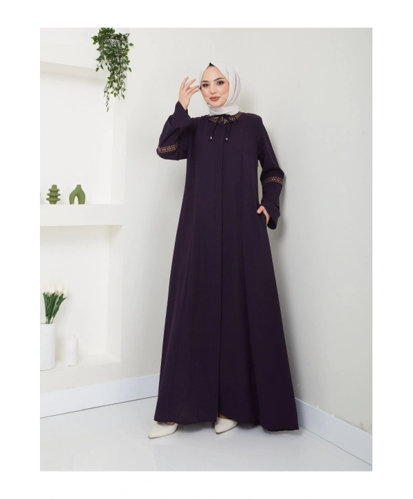 Nakış İşlemeli Büyük Beden Ferace