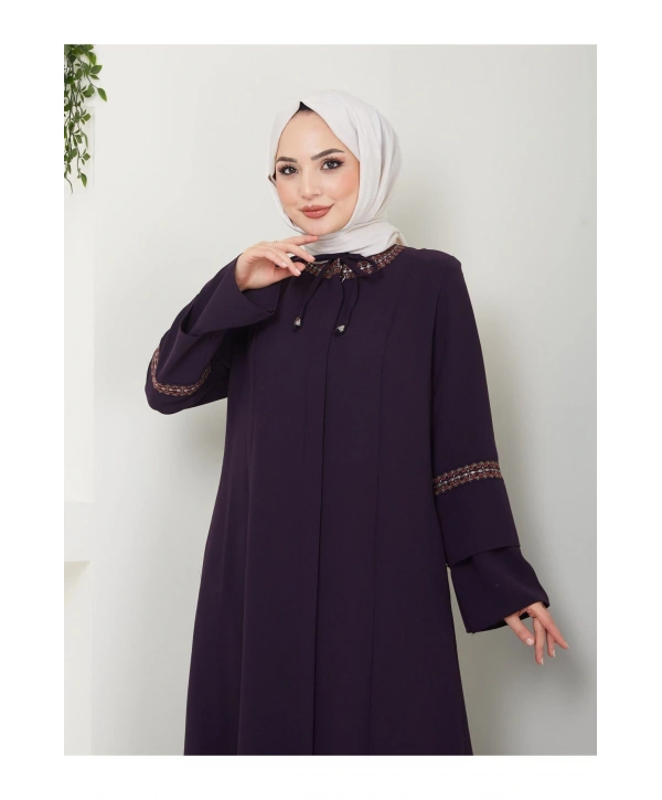 Nakış İşlemeli Büyük Beden Ferace