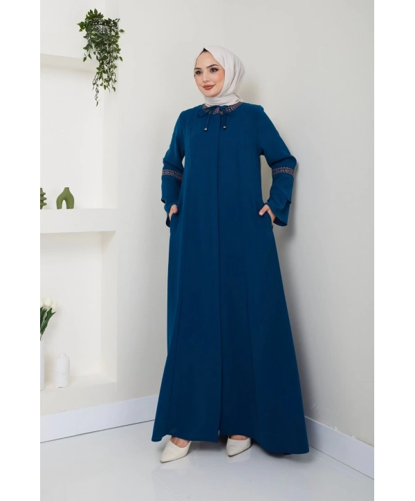Nakış İşlemeli Büyük Beden Ferace