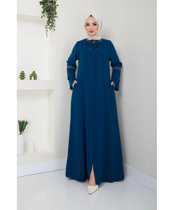 Nakış İşlemeli Büyük Beden Ferace