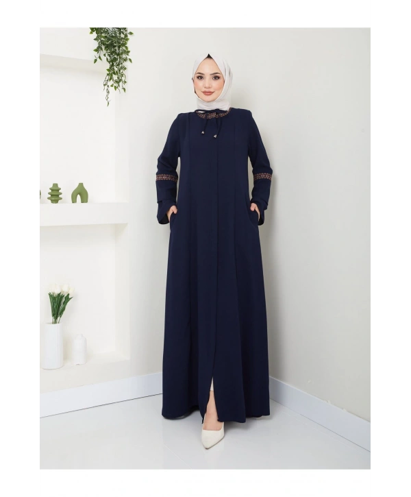 Nakış İşlemeli Büyük Beden Ferace