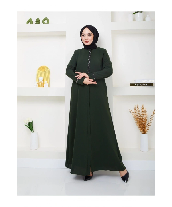 Büyük Beden Taş Detaylı Ferace