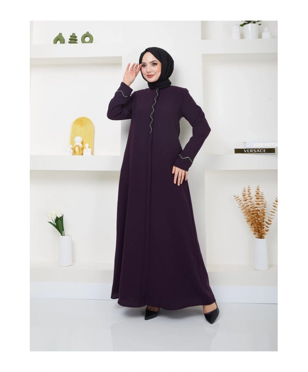 Büyük Beden Taş Detaylı Ferace