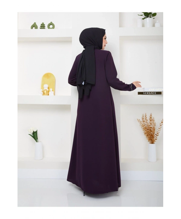 Büyük Beden Taş Detaylı Ferace