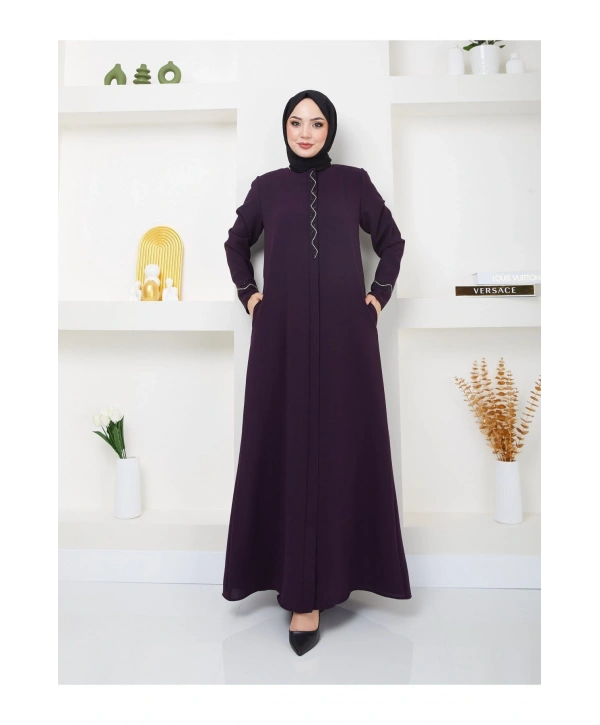 Büyük Beden Taş Detaylı Ferace