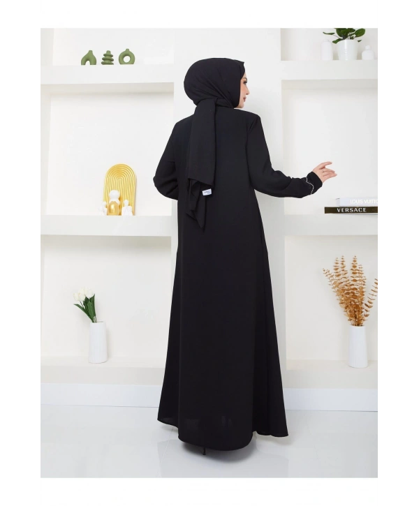 Büyük Beden Taş Detaylı Ferace